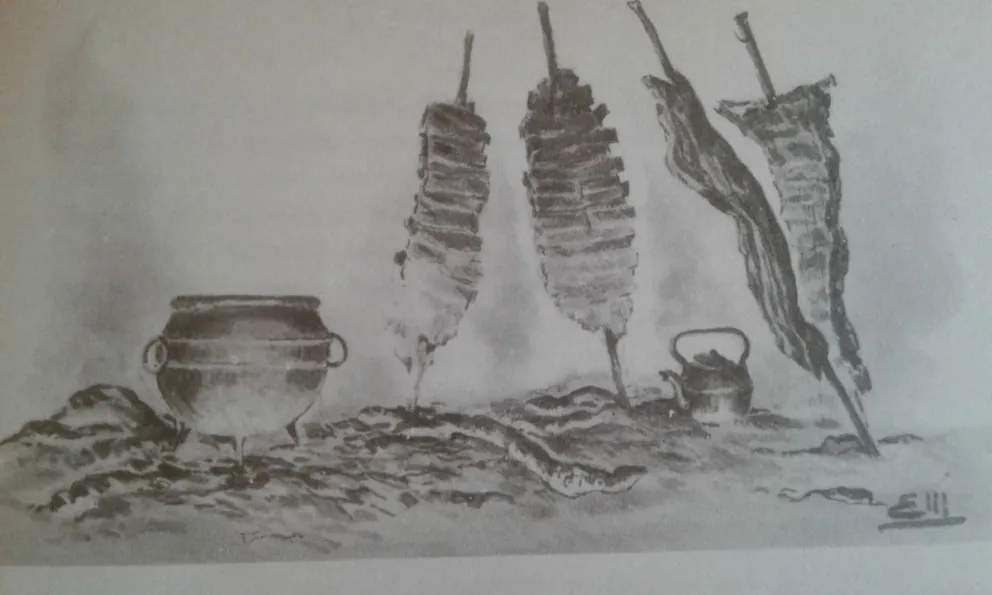 Algarroba pisada y maíz tostado, postres en el toldo de Mariano Rosas