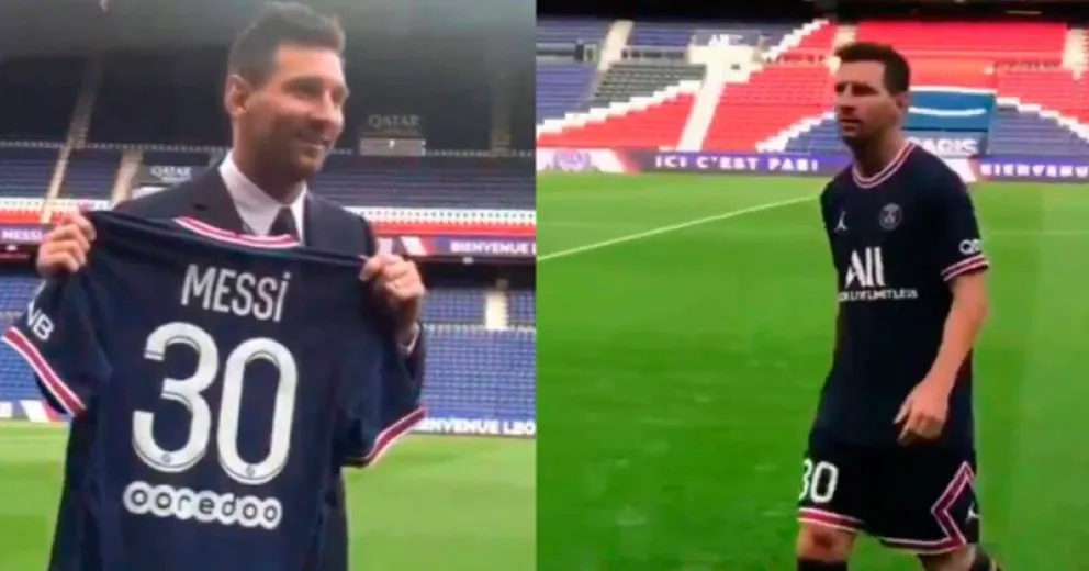 La histórica imagen de Messi con la camiseta del PSG