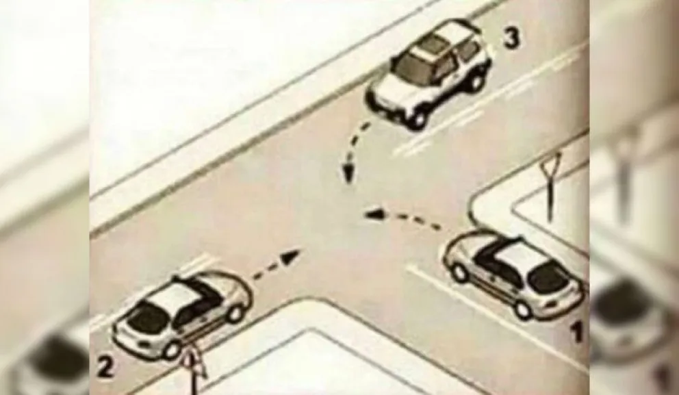 Una foto se volvió viral y revolucionó Twitter: ¿qué auto debe pasar primero?