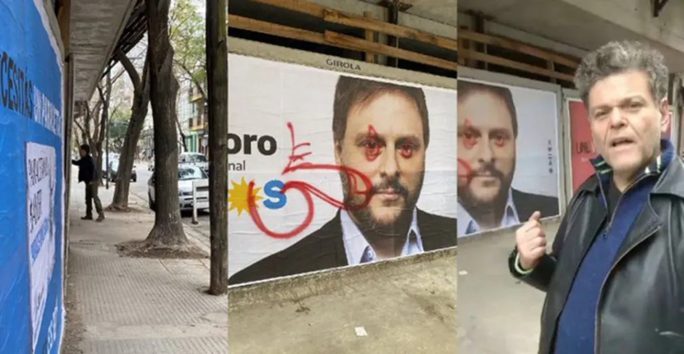 Se zarpó: Alfredo Casero dibujó un pene en un afiche de Leandro Santoro
