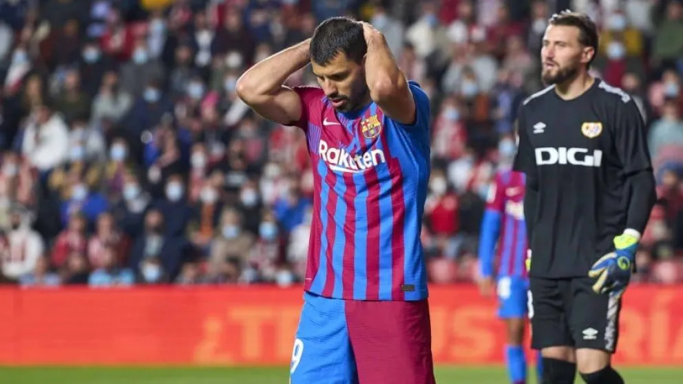 El Kun Agüero fue titular y no alcanzó: Barcelona cayó ante Rayo Vallecano