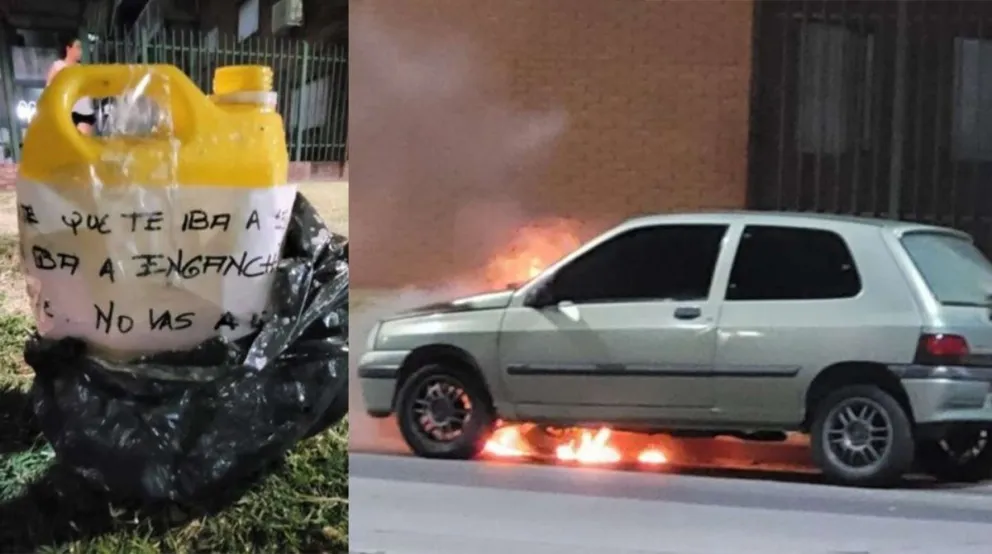 Descubrió la infidelidad y le quemó el auto: el mensaje que dejó al lado del bidón de combustible