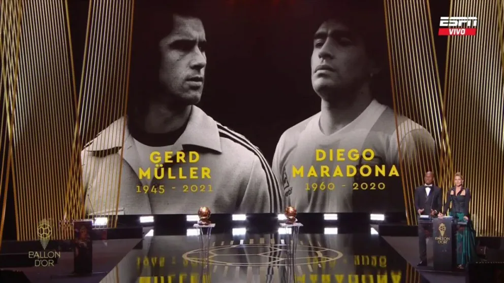 Maradona fue recordado en la gala del Balón de Oro