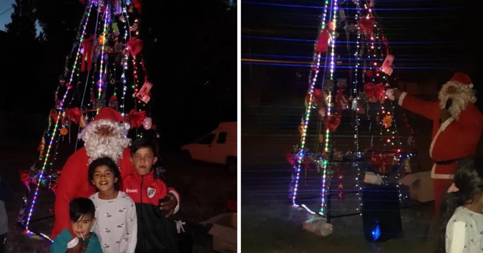 En Virgen Misionera también encendieron las luces del árbol de Navidad