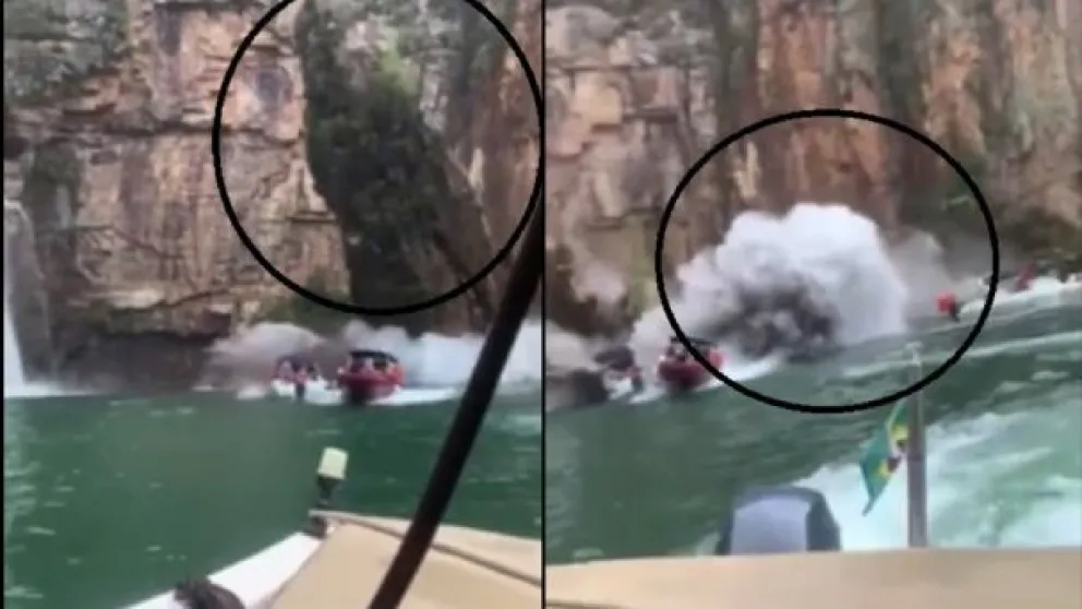 VIDEO: cayó una pared de rocas sobre lanchas de turistas en Brasil y hay muertos