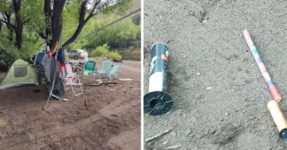 Indignante: Barilochenses acamparon en el Limay y hasta llevaron pirotecnia  