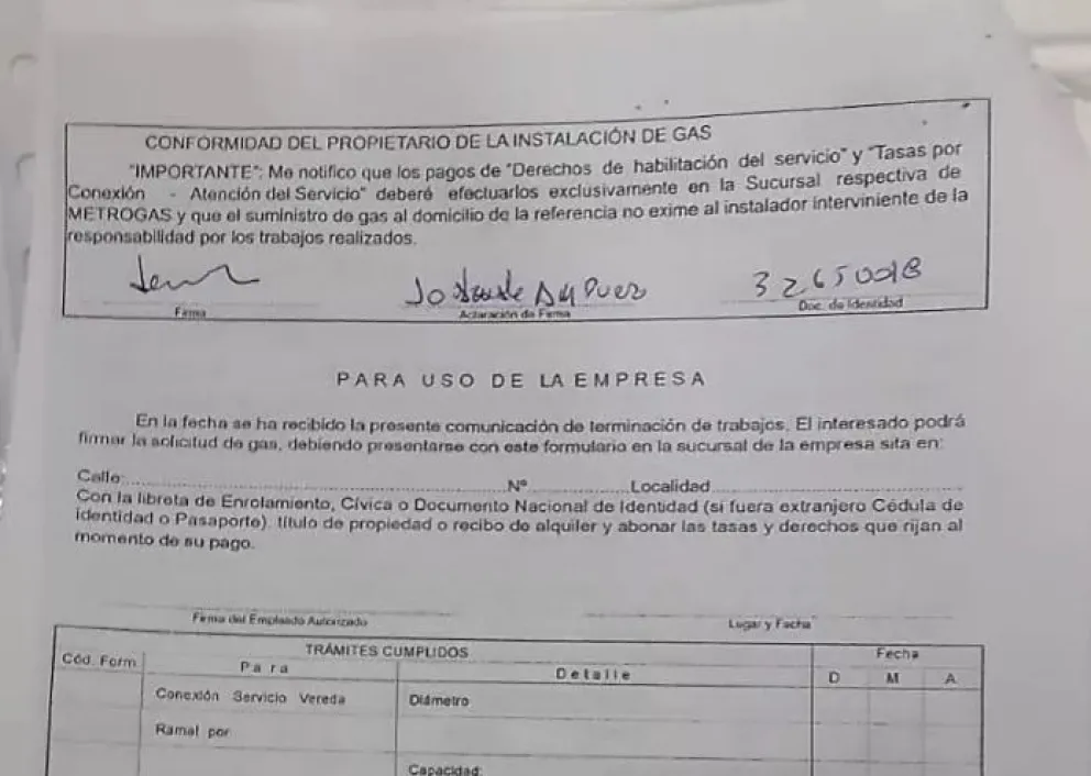 Vecinos denuncian que les falsificaron las firmas para habilitar el gas