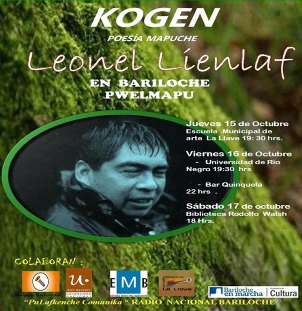 Lanzamiento en Bariloche del libro "Kogen", del poeta mapuche Leonel Lienlaf