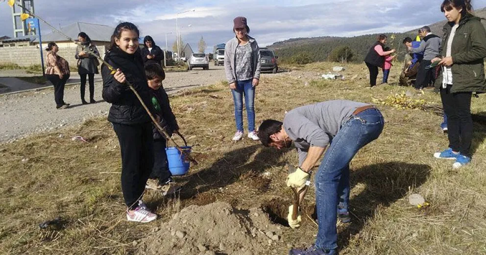 Plantaron 60 árboles en el barrio Omega en una jornada comunitaria