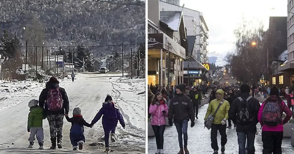 Las dos postales con nieve de la ciudad, en el Alto y en el Centro