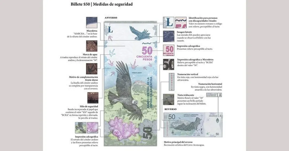 Cómo saber si el nuevo billete de $50 es falso: estas son las medidas de seguridad
