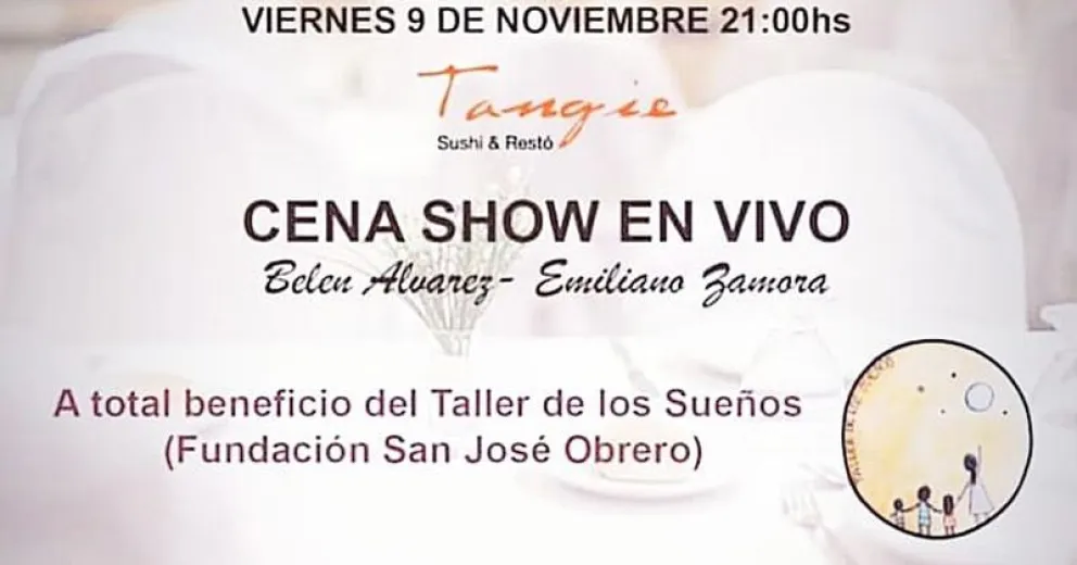 Cena show a beneficio del Taller de los Sueños