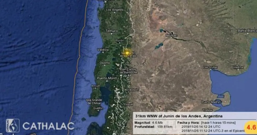 Hubo un sismo cerca de San Martín de los Andes