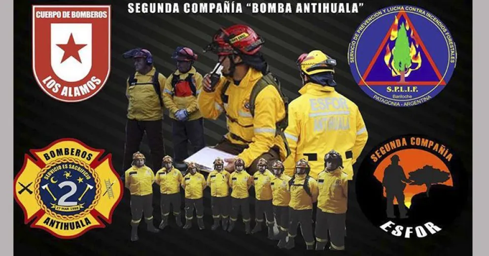 Cuerpo de bomberos de Chile hace una actividad en la base del SPLIF