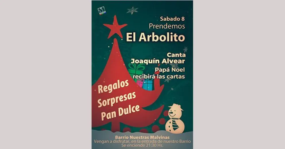 Este sábado encienden el arbolito en el barrio Malvinas