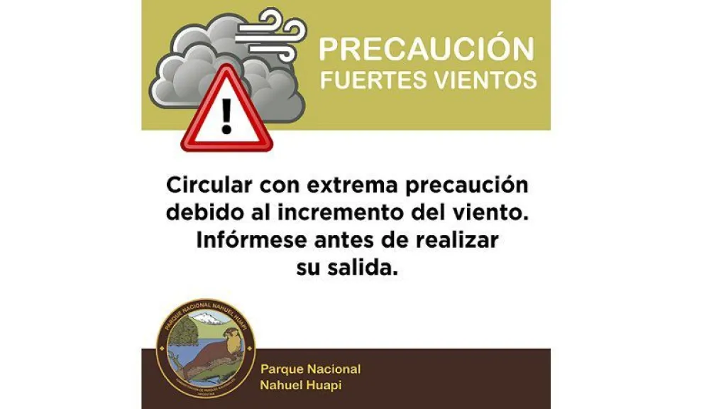 Precaución por fuertes vientos en el Parque Nacional