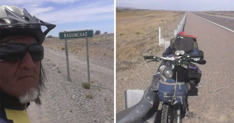 Luis viajó desde Bariloche a Las Grutas, en bicicleta por la ruta 23