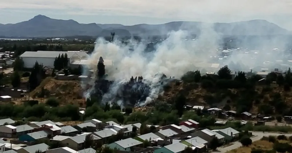 Fuerte trabajo para extinguir un incendio de pastizales que puso en riesgo viviendas