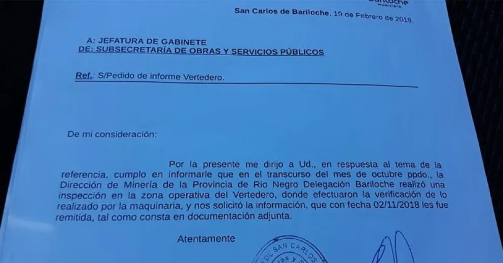 Garza explicó qué se hace con el material árido que se extrae en el vertedero