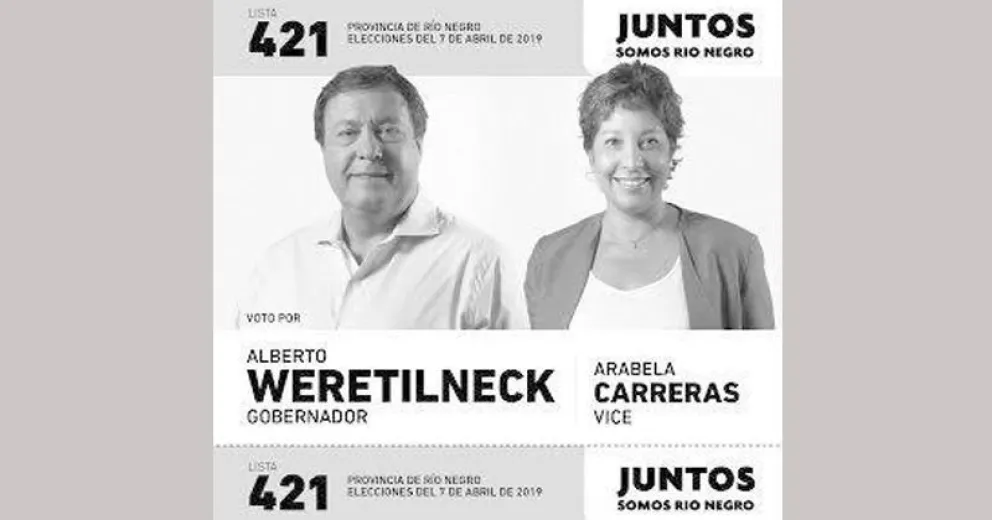 Weretilneck publicó en Twitter la boleta que presentará JSRN