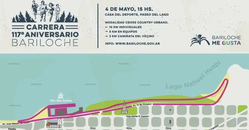 La Carrera 117° Aniversario de Bariloche será en la Costanera