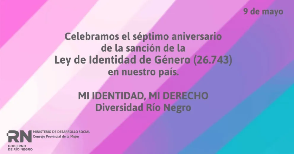 Río Negro conmemora el séptimo aniversario de la sanción de la Ley de Identidad de Género