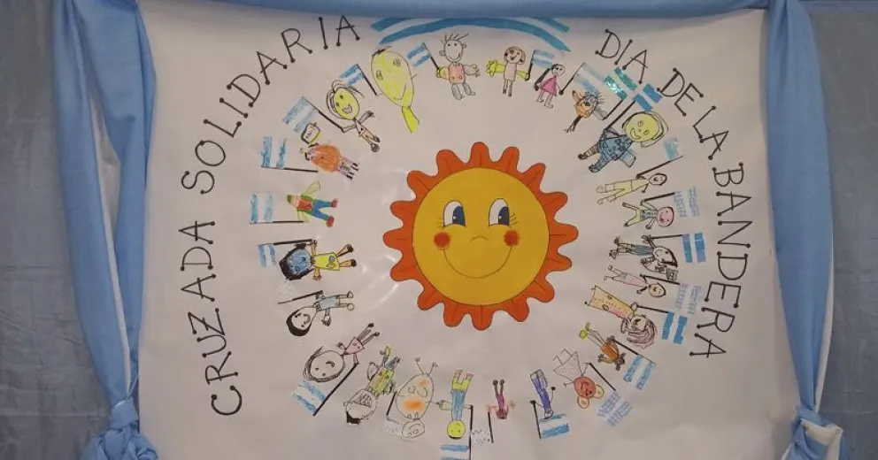 Una bandera por un alimento no perecedero en el jardín 56