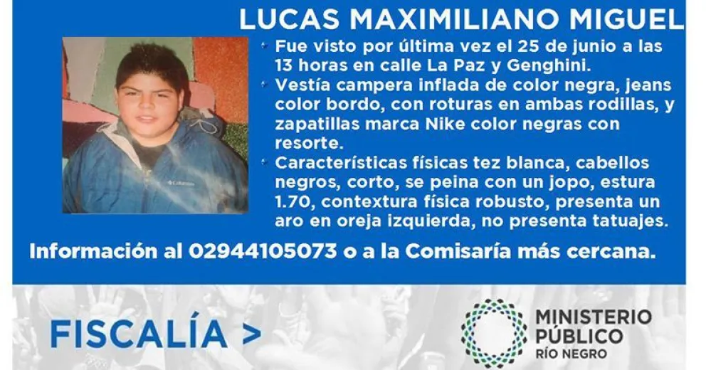 Buscan a un chico de 14 años