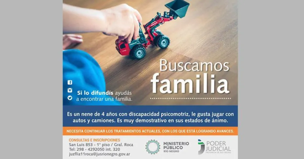 Buscan familia adoptiva para un niño de 4 años