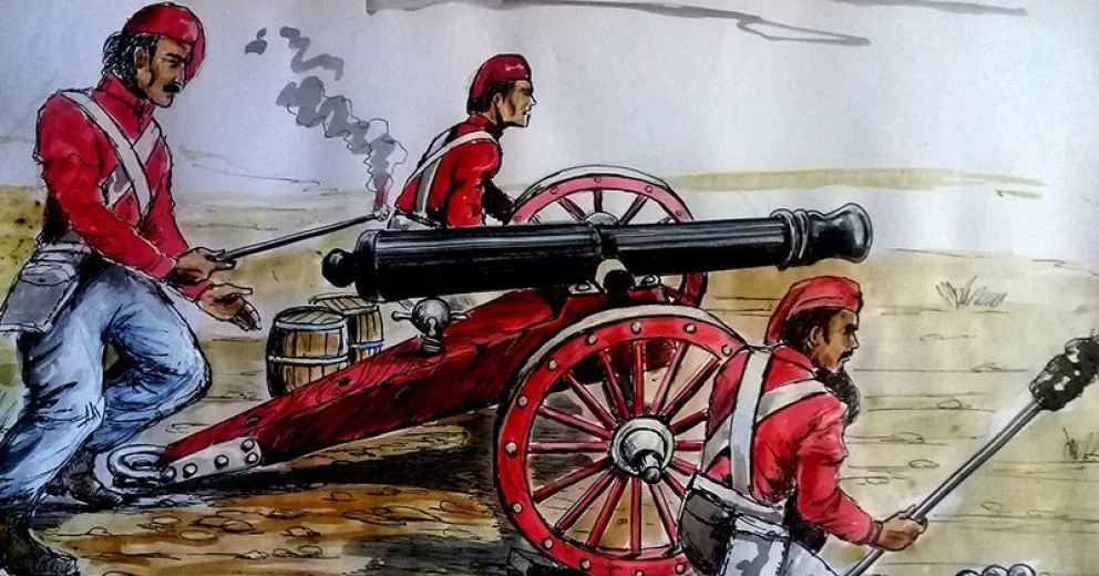 Revelan que los cañones de la Batalla de Obligado eran rojos, negros y blancos