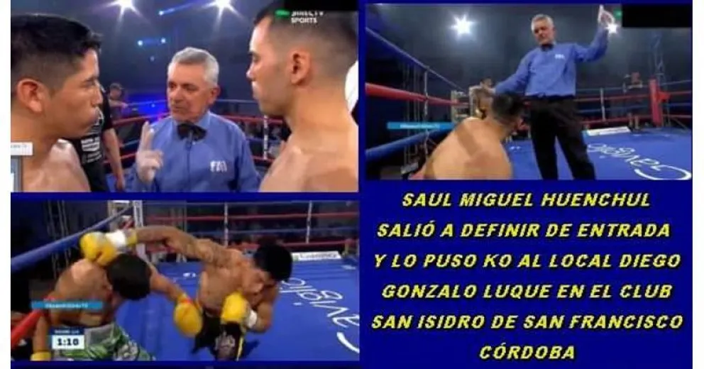 Saúl Huenchul ganó por KO técnico en el primer round