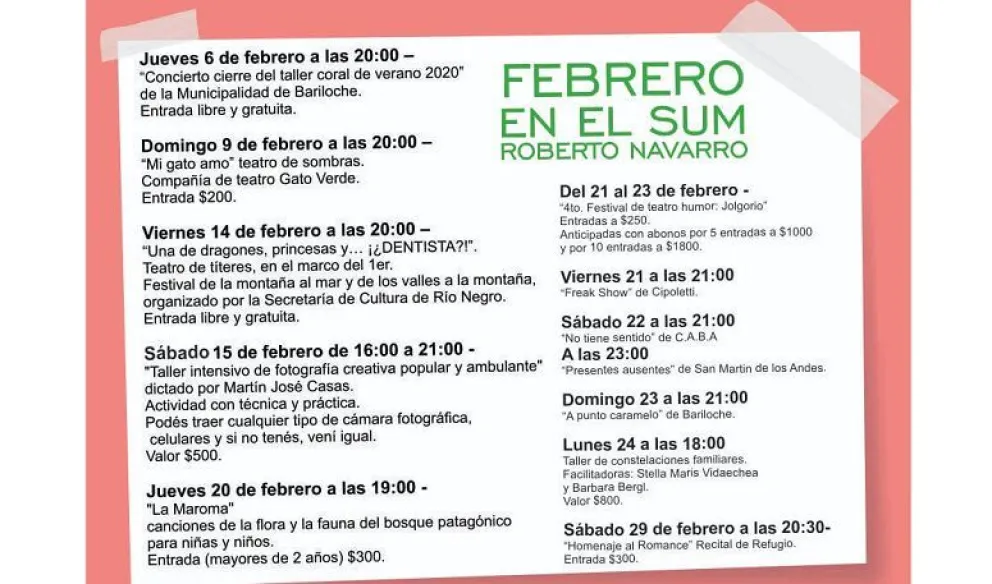 Gran agenda cultural en Dina Huapi