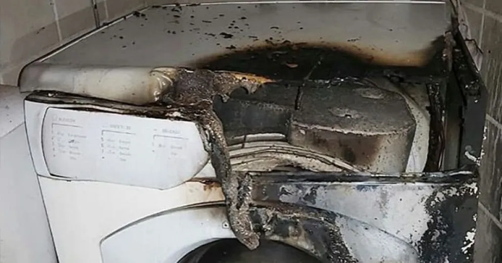 Un desperfecto en un lavarropas causó susto a una familia