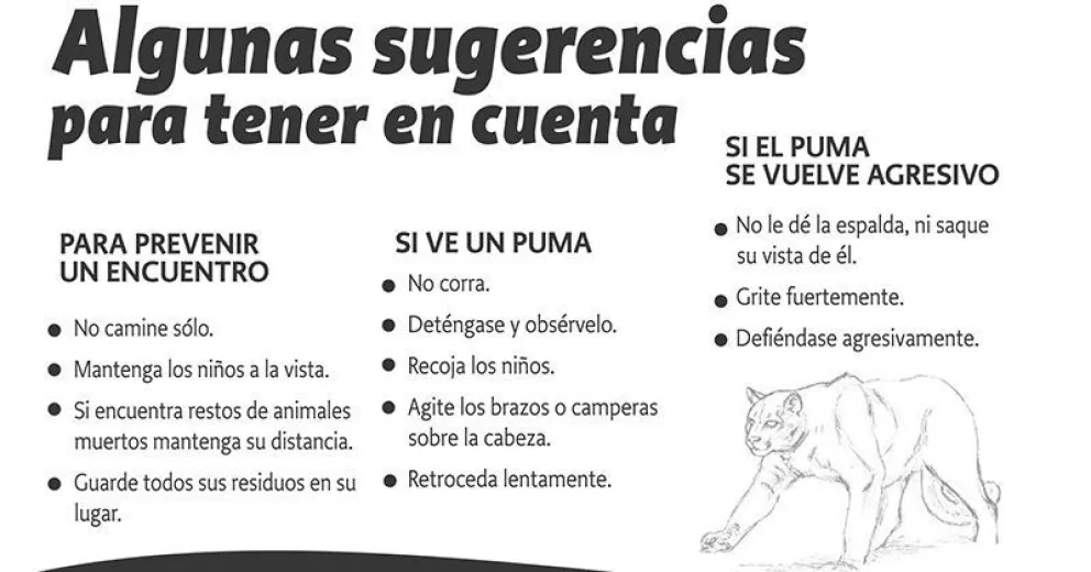 Recomendaciones sobre mascotas y avistajes de pumas en el Parque