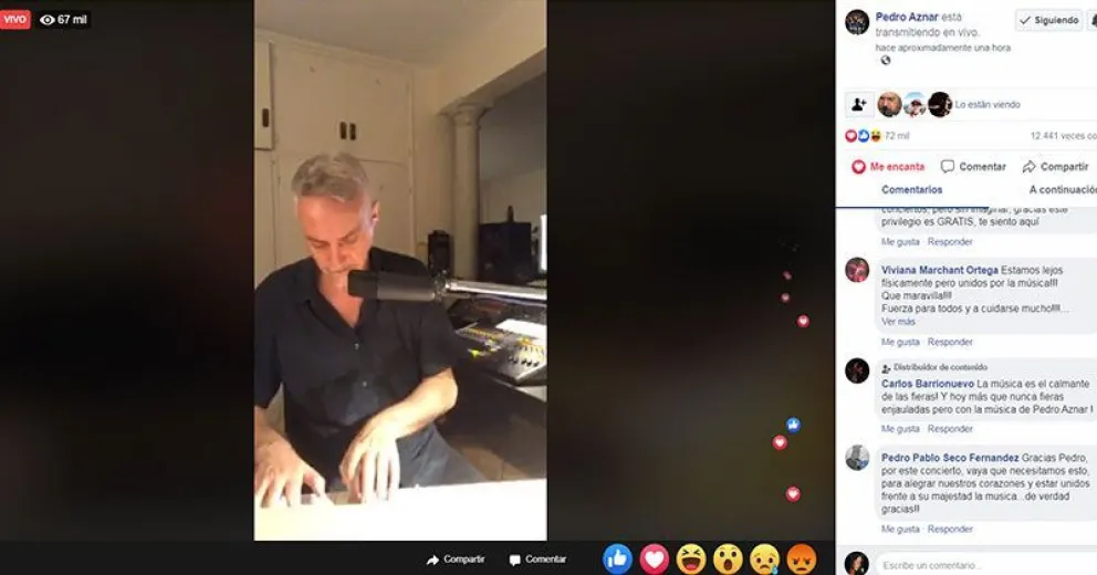 Pedro Aznar cantó en vivo al mundo durante dos horas para hacer más leve la cuarentena