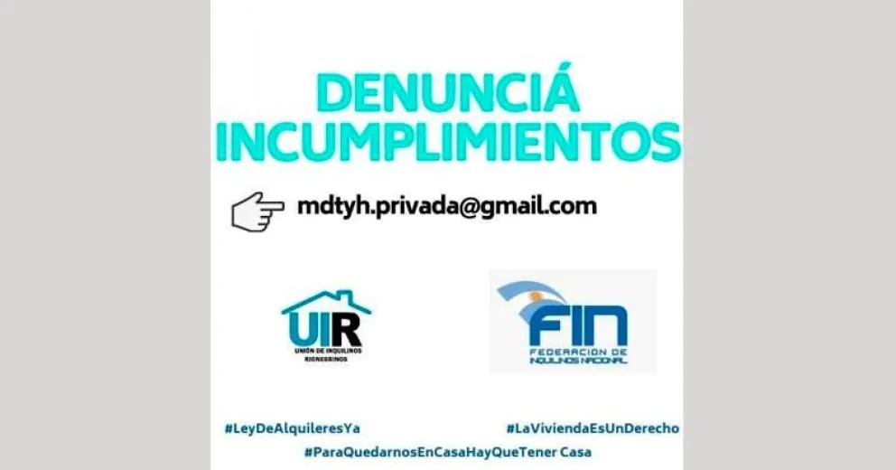 Los inquilinos ya tienen un mail para denunciar incumplimientos