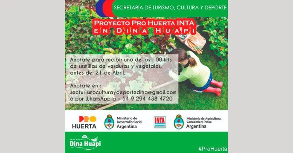 Dina Huapi se adhirió al Proyecto Pro Huerta
