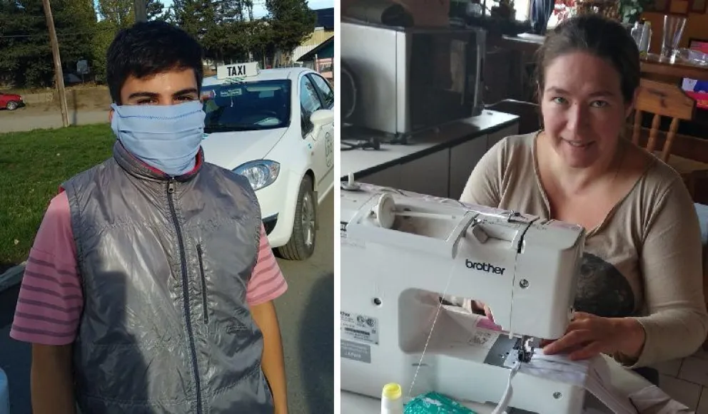 Vecinas de Dina Huapi confeccionan tapabocas y los reparten a la comunidad   