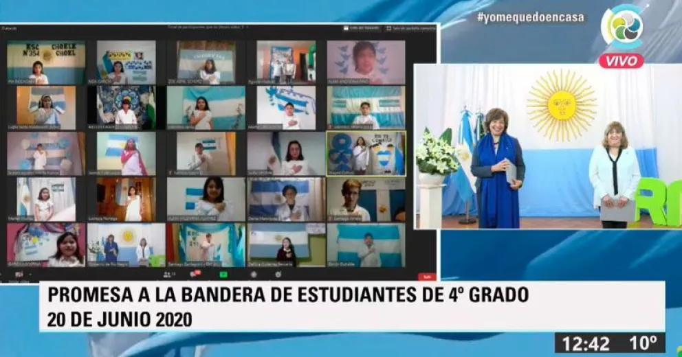 Treinta alumnos rionegrinos realizaron de forma virtual la Promesa de Lealtad a la Bandera