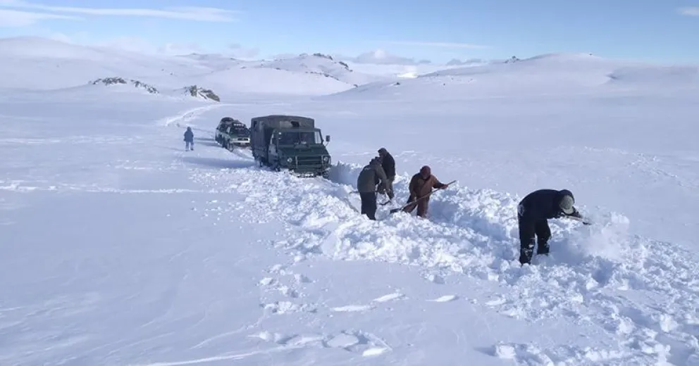 Gendarmes auxiliaron a una ciudadana de 90 años en medio de intensas nevadas