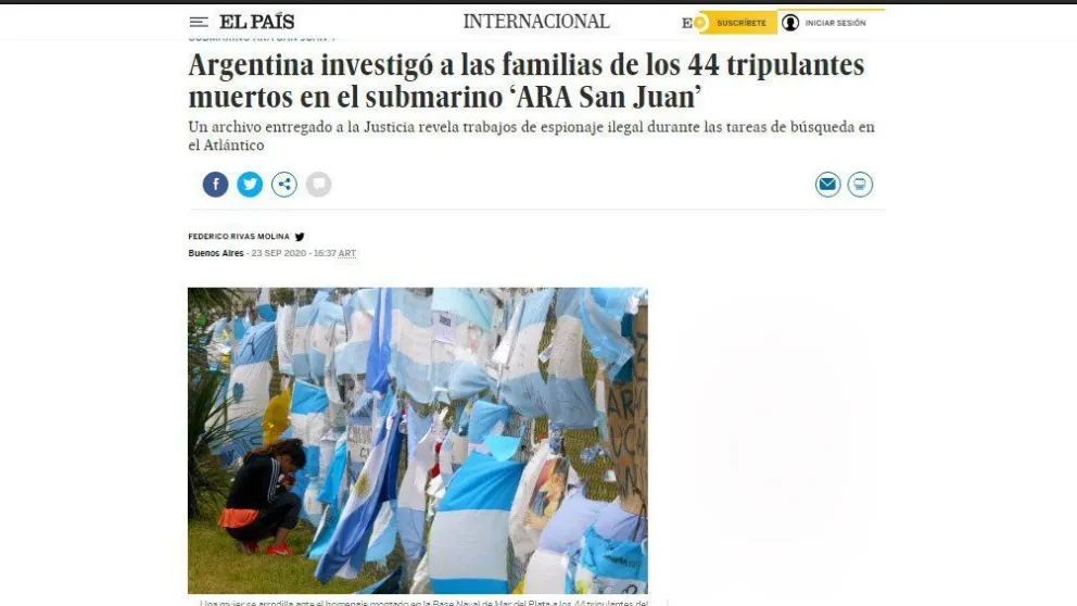 Publicaciones de New York Times y El País sobre el espionaje ilegal macrista