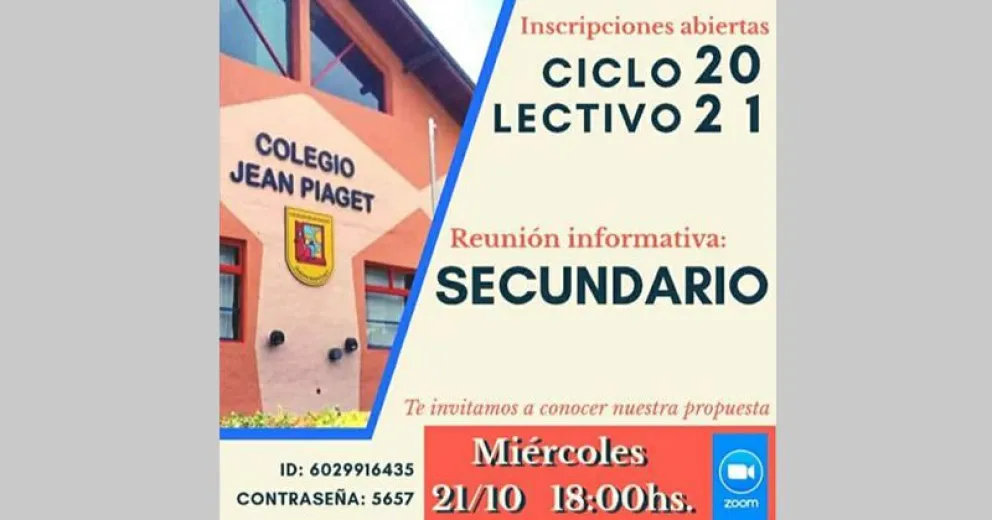 El colegio Jean Piaget invita a conocer su proyecto de Nivel Secundario