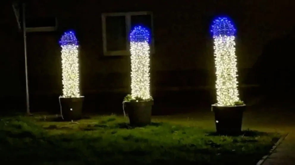 Por el bajo presupuesto, les hicieron luces navideñas con forma de pene