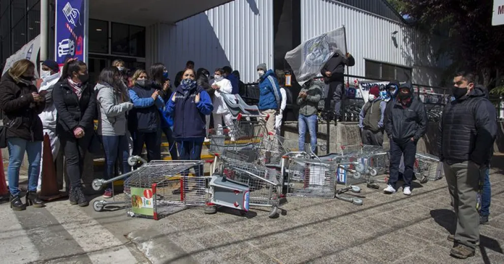 Durante la protesta. 