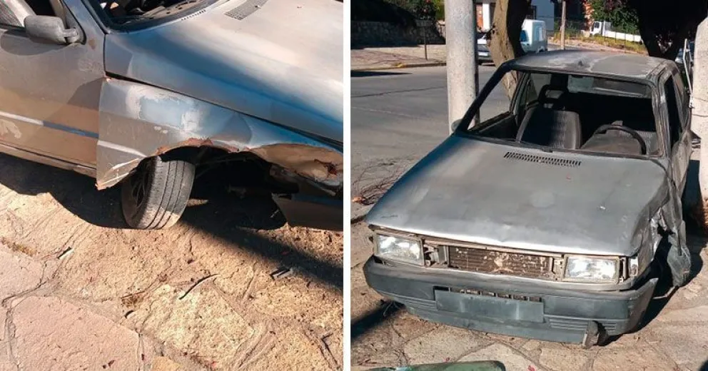 Perdió el control del auto y terminó sobre la vereda
