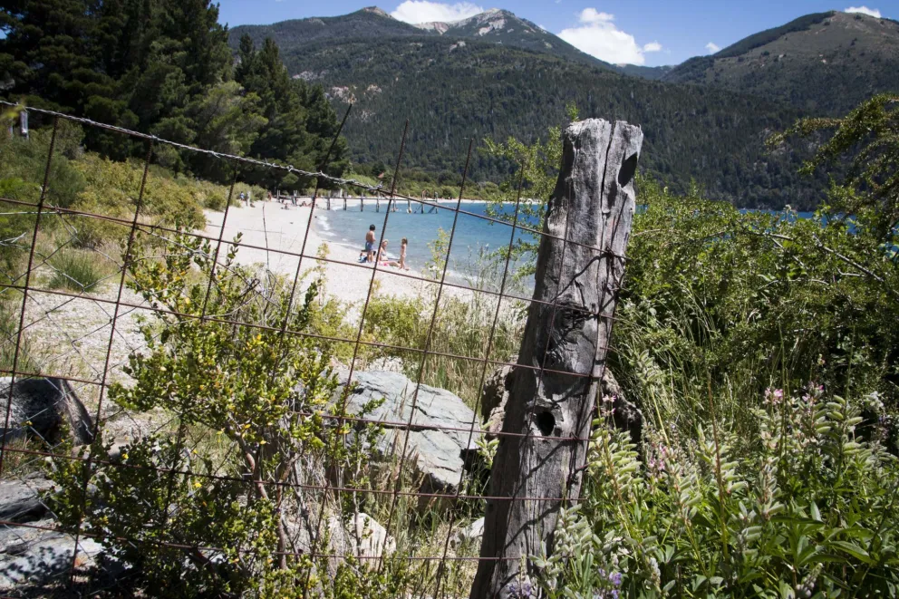 Alambres de púas, árboles cortando el camino y hasta desagües de pozos ciegos directo al lago en la costa del Moreno