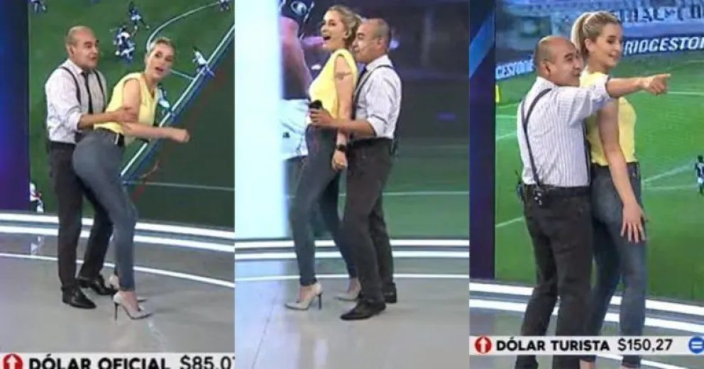 Dos periodistas recrearon en vivo una jugada de River y es polémica