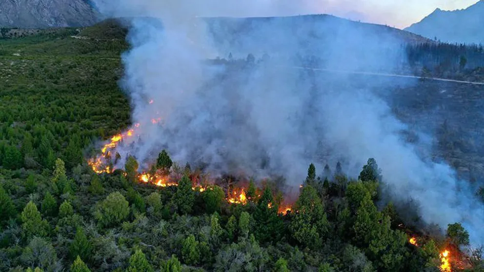 El Maitén amenazado por el incendio: humo, cenizas y el temor que las llamas lleguen al pueblo