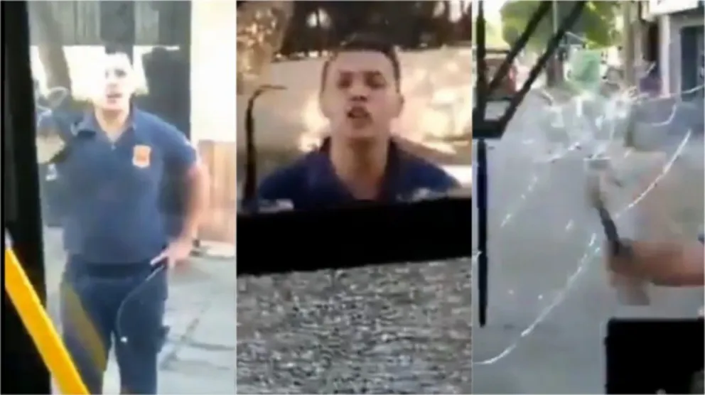 Video: echaron a un bombero que destrozó un colectivo