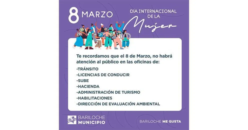 El lunes 8 de marzo habrá atención restringida en el Municipio por adhesión al paro de mujeres